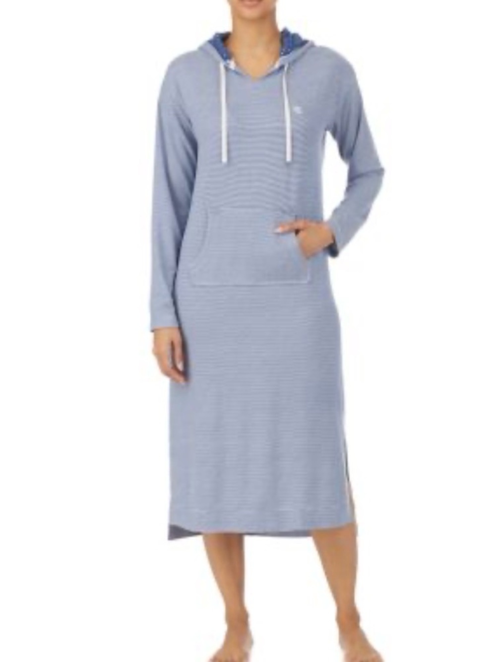 Lauren Ralph Lauren Light Blue Hooded Knit Sleep Dress